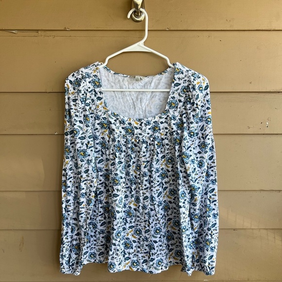 Lucky Brand Boho Long Sleeve Top - Size M - Casual Modest Floral - Picture 1 of 4